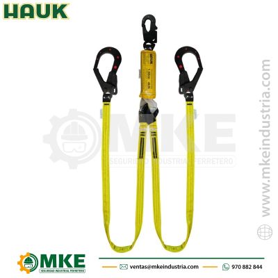 LÍNEA DE VIDA DOBLE DE 1.80 M, CON AMORTIGUADOR DIELÉCTRICO HAUK-DN2GDDD