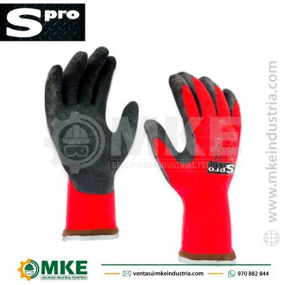 Guantes De Hilo Palma De Latex Rojo Spro