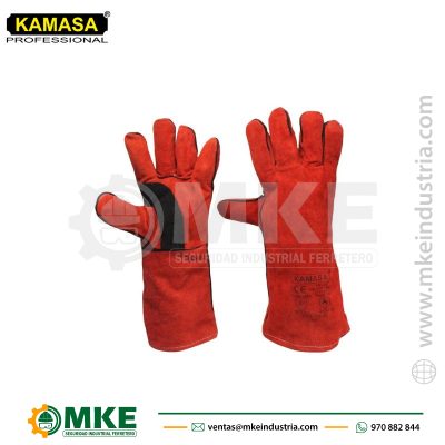 Guante de Cuero para Soldar 14″ Rojo KM845 Kamasa