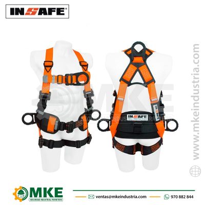 Arnés 4 Argollas Tipo H Dieléctrico con Soporte Lumbar IN 8009-1MH-Insafe