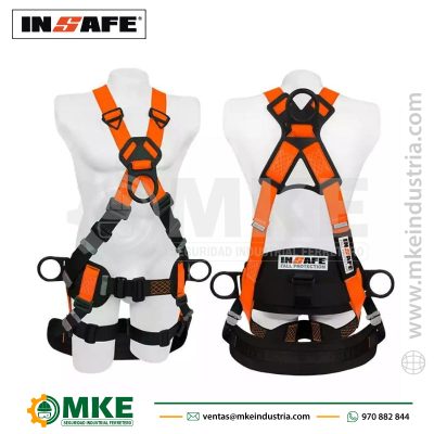 Arnés 4 Argollas Dieléctrico con Soporte Lumbar y Asentadera IN 8009-1ML-A-Insafe