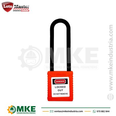 Candado de Bloqueo Dieléctrico 3″ 76mm Rojo Loto Master