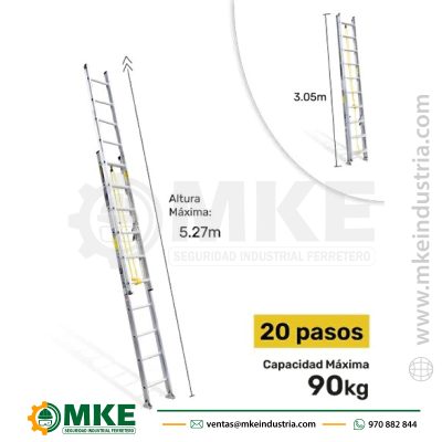 Escalera Aluminio Tipo Extension 5.28M Gatt20-Iii 90Kg Gorillaz Ladder
