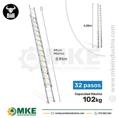 Escalera Aluminio Tipo Telescopica 32 Pasos 102Kg 8.94M Att102-32Ii American Bull Ladder
