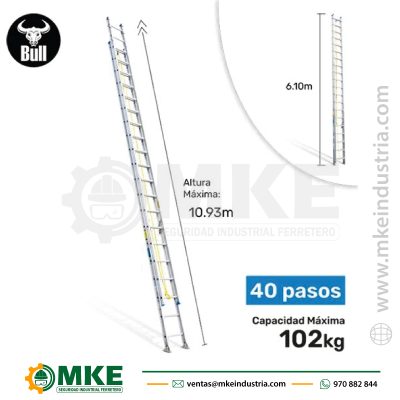 Escalera Aluminio Tipo Telescopica 40 Pasos 102Kg 10.93M Att102-40Ii American Bull Ladder