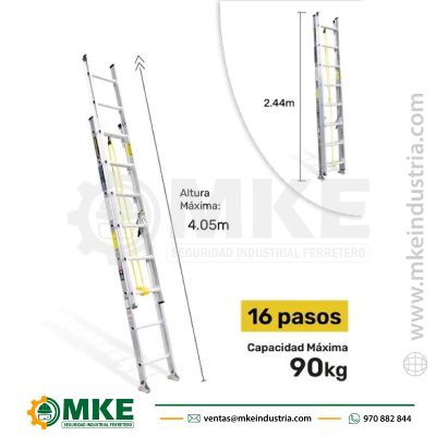 Escalera Telescópica De Fibra 28 Pasos American Bullftt102-28II