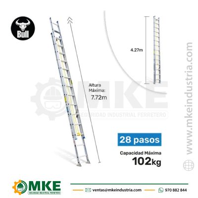 Escalera Aluminio Tipo Telescopica 28 Pasos 102Kg