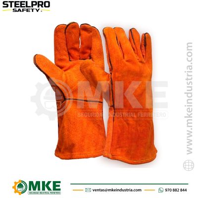 Guante Cuero Soldador Naranjo-Steelpro