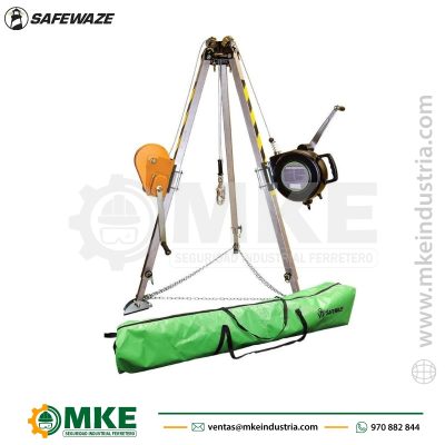 Trípode Ajustable Kit De 7″ Cabrestante Y Retractil 3 Vías 65″ Safewaze – 019‐11003