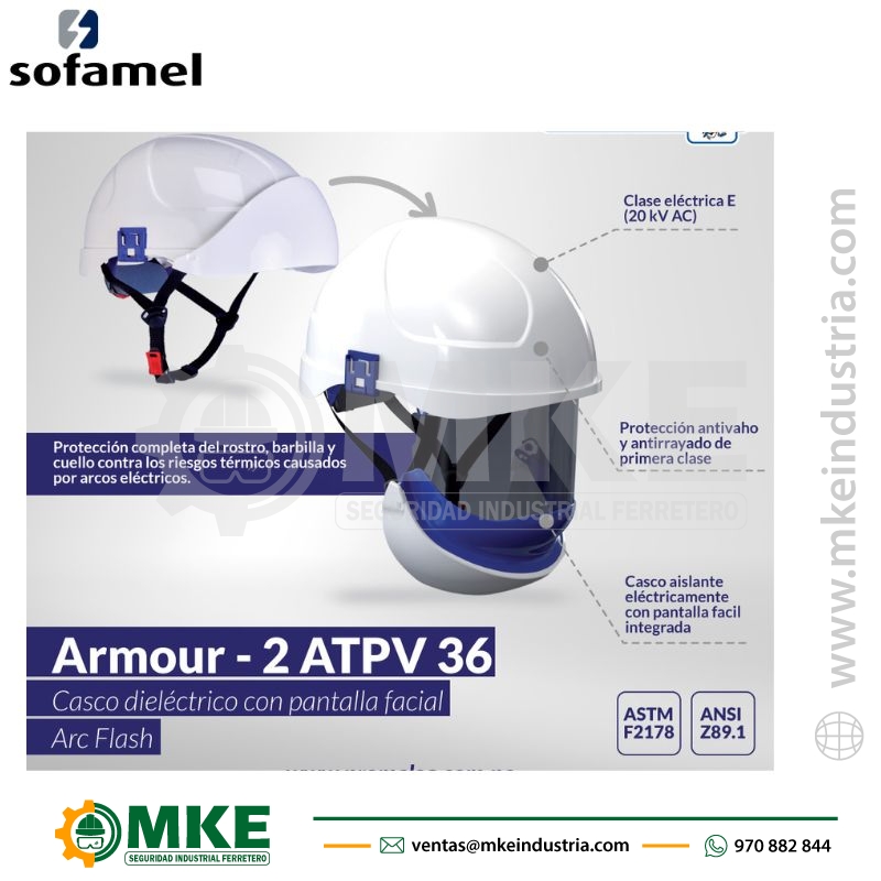 Casco Anti Arco Eléctrico (10.1 Cal/cm²) Armour-2 Sofamel 565091
