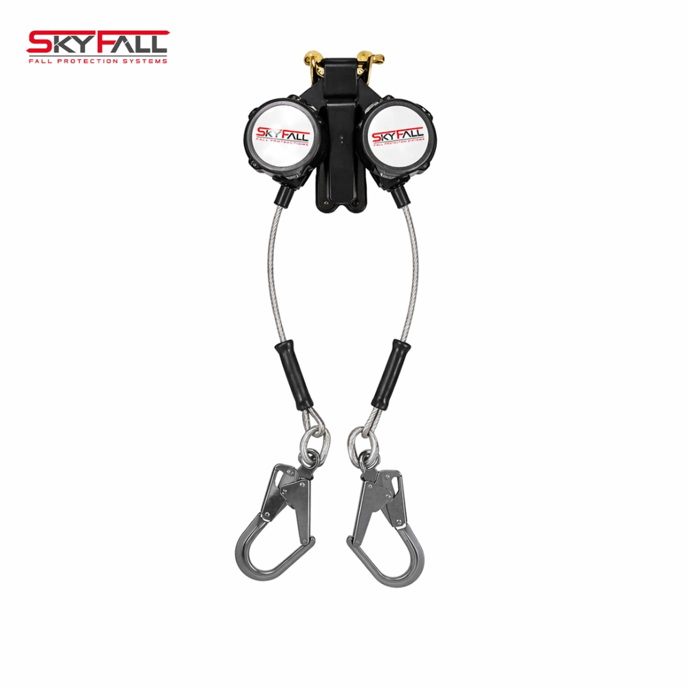 Bloque Retráctil Doble Cable 2.40 m Clase 2 Skyfall 0852-2 GGAC con Ganchos Grandes