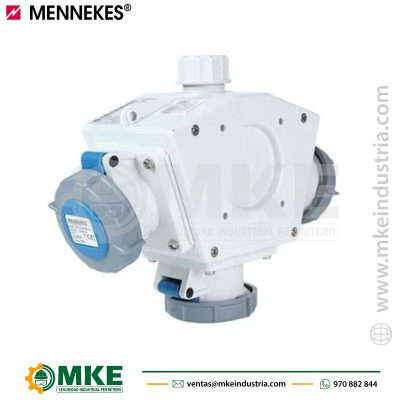TOMA TRIPLE AEREO PULPO 16AMP 2P+T 250V AZUL 6H IP67 (DELTA BOX )-MENNEKES