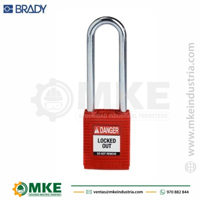Candado De Bloqueo Arco Acero De 3″ Rojo Brady-Y434696
